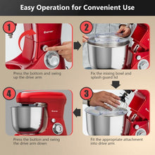 Load image into Gallery viewer, 5.3 Qt Stand Kitchen Food Mixer 6 Speed with Dough Hook Beater-Red