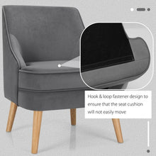 Load image into Gallery viewer, Velvet Upholstered Accent Chair with Rubber Wood Legs-Gray