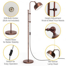 Load image into Gallery viewer, Industrial Floor Standing Pole Lamp with Adjustable Lamp Head