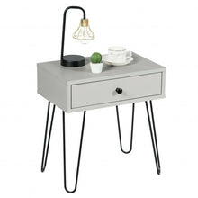 Load image into Gallery viewer, Nightstand Sofa End Table with One Drawer and Steel Pipe