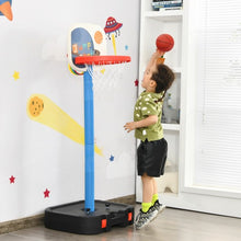 Load image into Gallery viewer, 2 in 1 Kids Basketball Hoop Stand with Ring Toss and Storage Box-Black