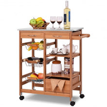 Load image into Gallery viewer, Bamboo Kitchen Shelf Island Trolley Cart