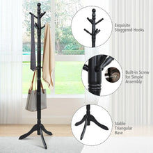 Load image into Gallery viewer, Adjustable Free Standing Wooden Coat Rack-Black