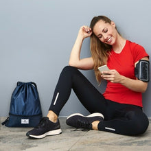 Load image into Gallery viewer, Drawstring Backpack String Bag Foldable Sports Sack with Zipper Pocket-Dark Blue