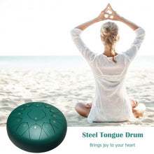 Load image into Gallery viewer, Steel Tongue Handpan Drum 13 Notes 12�-Green