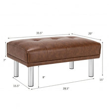 Load image into Gallery viewer, Ottoman Footrest Stool PU Leather Seat with Metal Legs-Brown