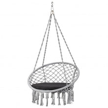 Load image into Gallery viewer, Macrame Cushioned Hanging Swing Hammock Chair-Gray