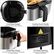 Load image into Gallery viewer, 3.5QT 1300W Electric Stainless Steel Air Fryer Oven Oilless Cooker