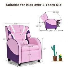 Load image into Gallery viewer, Kids Leather Recliner Chair with Side Pockets-Pink