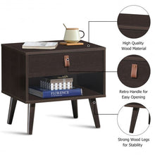 Load image into Gallery viewer, Nightstand Bedroom Table with Drawer Storage Shelf-Brown