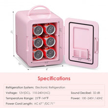 Load image into Gallery viewer, 4 Liter Mini Cooler Warmer Fridge Portable-Pink