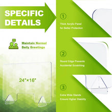 Load image into Gallery viewer, 24" x 16" Protective Plexiglass Sneeze Guard Acrylic Shield for Counter