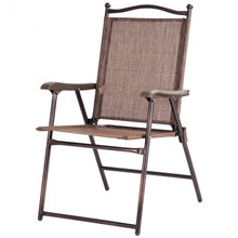 Load image into Gallery viewer, Set of 2 Patio Folding Sling Back Camping Deck Chairs-Coffee