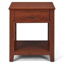 Load image into Gallery viewer, Night Stand End Side Table with Drawer and Storage Shelf
