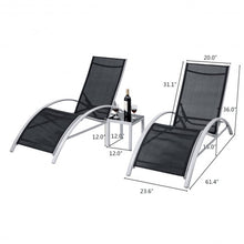 Load image into Gallery viewer, 3 pcs Outdoor Patio Pool Lounger Set