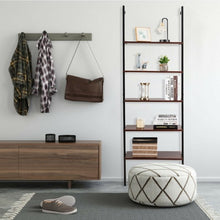 Load image into Gallery viewer, 5-Tier Metal Frame Ladder Shelf -Brown