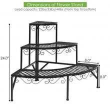 Load image into Gallery viewer, 3 Tier Metal Corner Plant Display Rack