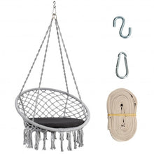 Load image into Gallery viewer, Macrame Cushioned Hanging Swing Hammock Chair-Gray