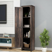 Load image into Gallery viewer, Linen Tower Bathroom Storage Cabinet Tall Slim Side Organizer with Shelf-Walnut