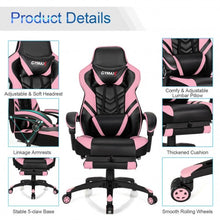 Load image into Gallery viewer, Adjustable Gaming Chair with Footrest for Home Office-Pink