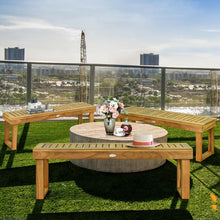 Load image into Gallery viewer, 52" Acacia Wood Dining Bench with Slatted Seat