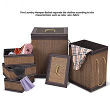 Load image into Gallery viewer, 5 pcs Square Bamboo Hamper Laundry Basket Storage Bin
