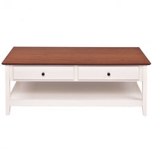 Load image into Gallery viewer, Rectangle Wood Coffee Table with Drawer & Storage Shelf