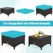 Load image into Gallery viewer, 5 Pieces Patio Rattan Sofa Set with Cushion and Ottoman-Turquoise