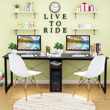 Load image into Gallery viewer, 2 Person Computer Desk with Cabinet and X-Shaped Frame
