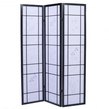 Load image into Gallery viewer, 3 Panels Printing Flower Solid Wood Room Screen-Black
