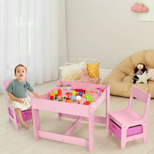 Load image into Gallery viewer, Kids Table Chairs Set With Storage Boxes Blackboard Whiteboard Drawing-Pink