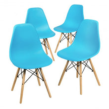Load image into Gallery viewer, Set of 2 Mid Century Modern Dining Chairs with Wooden Legs-Blue