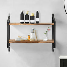 Load image into Gallery viewer, Wooden Wall-Mounted 2-Tier Floating Shelves
