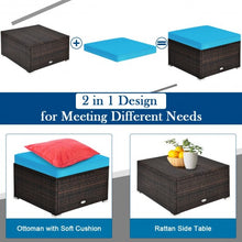 Load image into Gallery viewer, 4 Pcs Ottoman Garden Deck Patio Rattan Wicker Furniture Set Cushioned Sofa