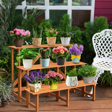 Load image into Gallery viewer, 3-Tier Wide Wood Flower Pot Step Ladder Plant Stand
