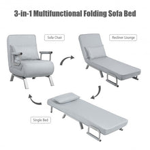 Load image into Gallery viewer, Folding 5 Position Convertible Sleeper Bed Armchair Lounge Couch w/Pillow-L Gray