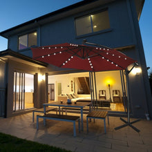 Load image into Gallery viewer, 10FT 360° Rotation Solar Powered LED Patio Offset Umbrella-Burgundy