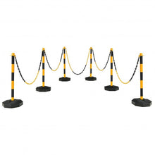Load image into Gallery viewer, 6 Pack 34" Traffic Delineator Poles with 5FT Chains and Fillable Base-Yellow