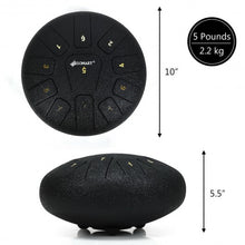 Load image into Gallery viewer, 10" High Carbon 11 Notes Steel Tongue Drum with Drum Hammer