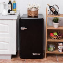 Load image into Gallery viewer, 3.2 Cu Ft Retro Compact Refrigerator w/ Freezer Interior Shelves Handle-Black