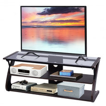 Load image into Gallery viewer, 3-Tier Tempered Glass Top Media Console TV Stand