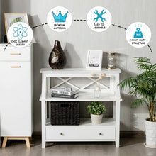Load image into Gallery viewer, 3-Tier Storage Rack End table Side Table with Slide Drawer -White