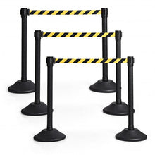 Load image into Gallery viewer, 6 Pcs Stanchion Post Crowd Control Barriers Queue Pole w/Retractable Belt-Yellow