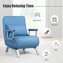 Load image into Gallery viewer, Folding 5 Position Convertible Sleeper Bed Armchair Lounge Couch w/Pillow-Blue