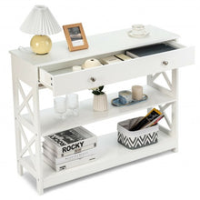 Load image into Gallery viewer, Console Accent Table with Drawer and Shelves -White