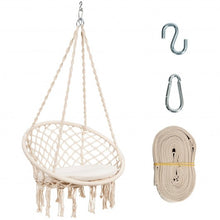 Load image into Gallery viewer, Macrame Cushioned Hanging Swing Hammock Chair-Beige