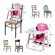 Load image into Gallery viewer, Baby Booster Folding Travel High Chair with Safety Belt & Tray-Pink