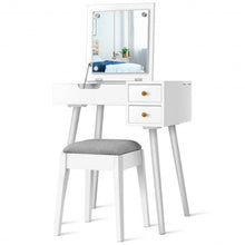 Load image into Gallery viewer, Vanity Table Set with Flip Top Mirror Makeup Dressing Table with Cushioned Stool