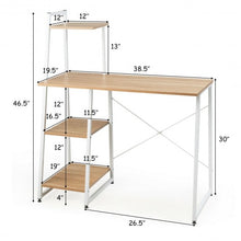 Load image into Gallery viewer, Computer Desk with Shelves Study Writing Desk Workstation Bookshelf-Natural