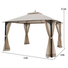Load image into Gallery viewer, 12" x 10" Outdoor Double Top Patio Gazebo-Beige